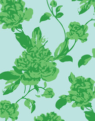 Flowers seamless pattern. vector illustration. Abstract flowers, floral vector with leaves