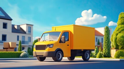 Obraz premium Minimalistic 2D animation of a parcel delivery service with smooth, engaging visuals and a clear, uncluttered background