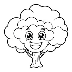 A drawing of a tree with a smiling  face