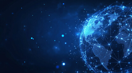 Obraz premium Global networking and technology: the earth spinning in space with network connections and data