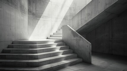 Ascending indoors on a concrete staircase