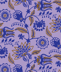 Flowers seamless pattern. vector illustration. Abstract flowers, floral vector with leaves