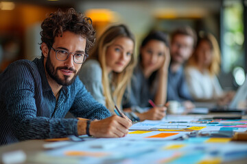 Fototapeta premium Teamwork and Collaboration: Business Meeting with Creative Ideas