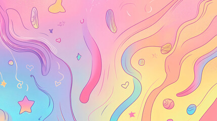 Fototapeta premium Abstract Pastel Shapes with Stars and Hearts Background