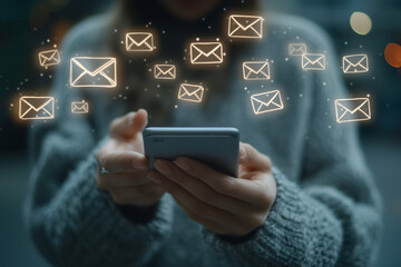 Person checking email notifications on smartphone