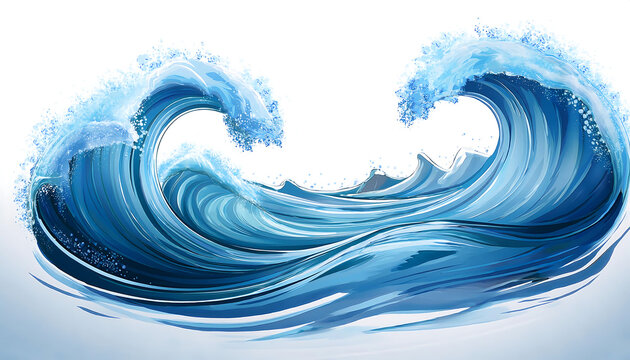  Transparent ocean wave banner &ndash; A cartoon-style wave graphic with a transparent background,_1(448)