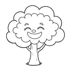 A drawing of a tree with a smiling  face