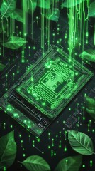 Fototapeta premium Green Circuitry, Digital Sustainability and Green IT