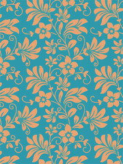 Flowers seamless pattern. vector illustration. Abstract flowers, floral vector with leaves