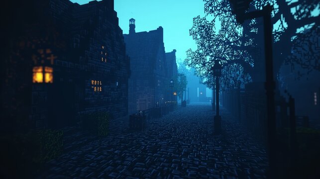 Pixelated Shadows: Cursed Village in Eerie 3D Cube World