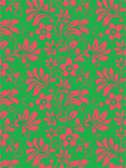 Flowers seamless pattern. vector illustration. Abstract flowers, floral vector with leaves