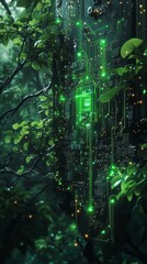 Obraz premium Green Circuitry, Digital Sustainability and Green IT