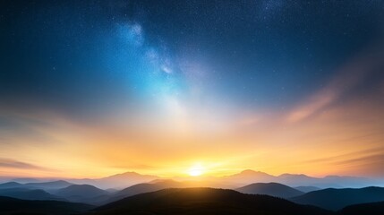 Obraz premium Horizon beneath starlit sky, clouds softly moving, serene darkness.