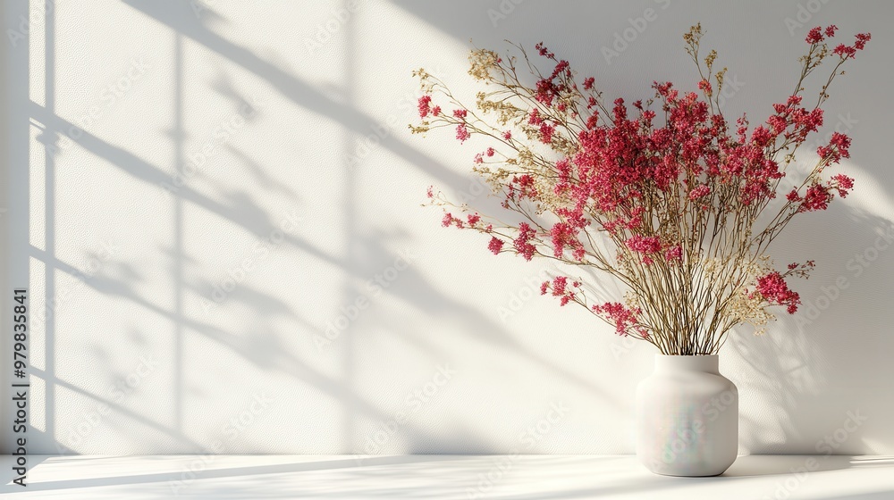 Poster Plain white background with soft shadows and minimal texture, perfect for product photos or professional designs.