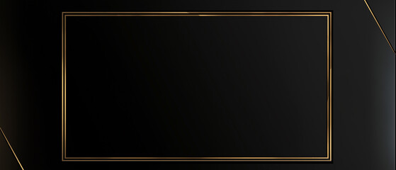 Abstract modern design, solid black background with gold lines.   AI generation.