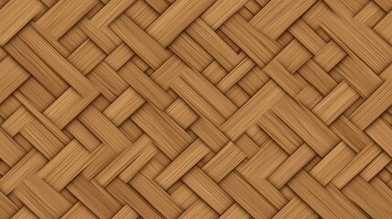 A stylish 3D wallpaper displays interlocking geometric shapes crafted from a rich brown wood texture, ideal for enhancing modern interior spaces