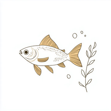 gold fish swimming near seaweed clip art preview