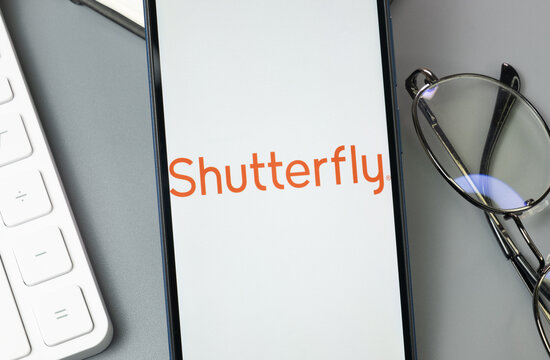 New York, USA - 30 August 2024: Shutterfly Logo on Phone Screen, Company Icon on Display