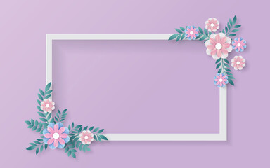 Flower Template And Frame in Paper Cut Style Concept