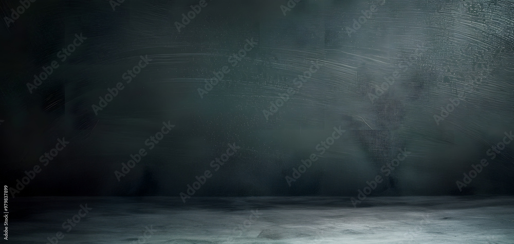 Poster working place on empty rubbed out on blackboard chalkboard texture background for classroom or wallp