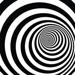 A black and white abstract image of a geometric illusion optical art