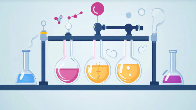 colorful chemistry lab equipment in action clip art preview