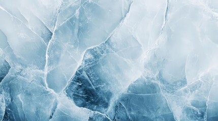 Obraz premium Close-up of transparent blue ice texture with natural cracks. A cool, pristine, and calming abstract background for various uses.