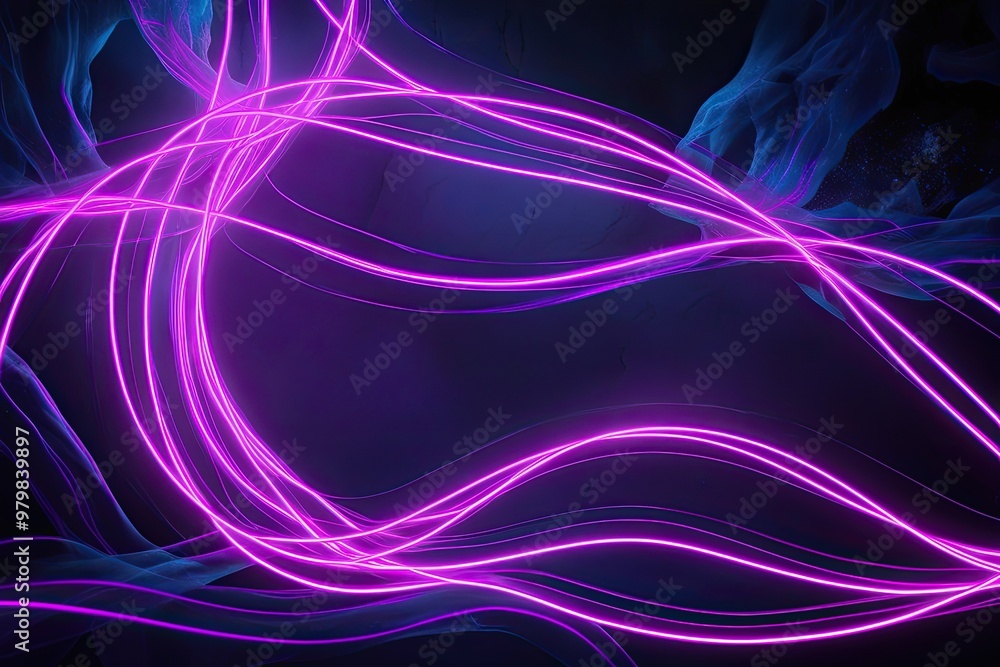 Poster stunning 3d neon patterns with unique ultraviolet graphics in a dark background