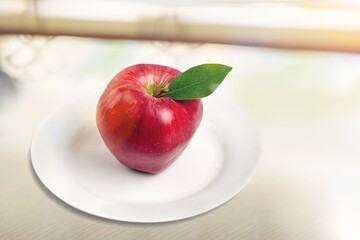 Tasty fresh ripe red apple fruit