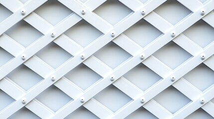 The white vinyl trellis fence enhances the garden’s beauty, surrounded by colorful plants and the inviting facade of a home