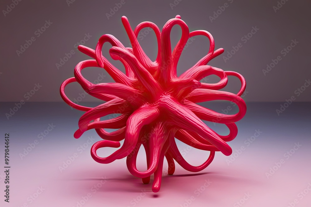 Fototapete dynamic three-dimensional organic structures in red and pink