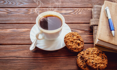 Coffee Break - Notepad and Pen along with coffee
