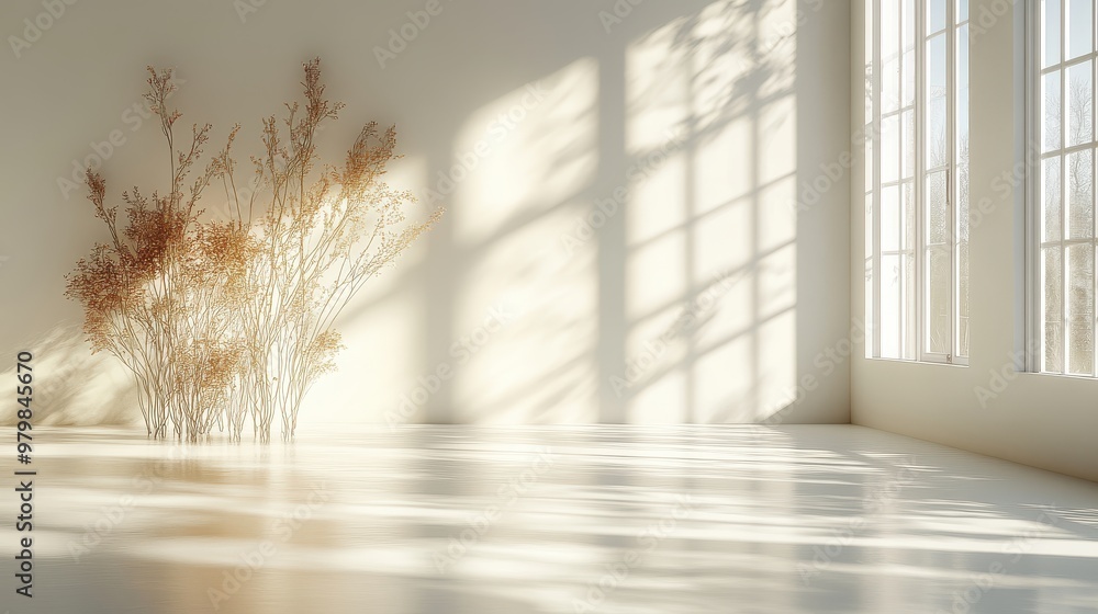 Poster solid white backdrop with soft shadow effects for a modern and refined look in any visual content.