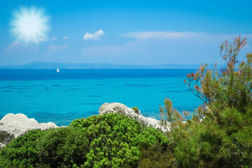 beautiful sea in greece on nature background