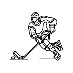 Fototapeta premium Dynamic hockey player in action, showcasing athleticism and competitive spirit in a minimalist vector design.