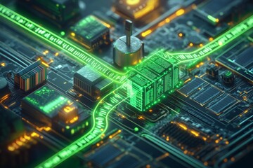 Fototapeta premium Green Data Streams, Digital Sustainability and Green IT