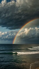 Scenic rainbow over the ocean