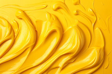 Fototapeta premium A vibrant yellow smooth texture and dynamic movement of mustard as background