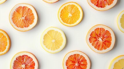 Citrus slices on white background