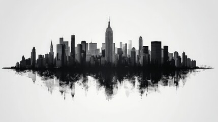 New York city skyline on white background