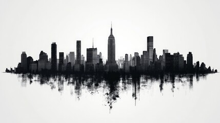 Obraz premium New York city skyline on white background