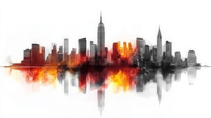 New York city skyline on white background