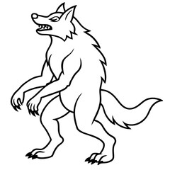 Obraz premium Vector Art Howling Werewolf on Hind Legs with Sharp Claws