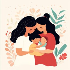 Obraz premium Caring Cancer woman in a family portrait, symbolizing love and connection