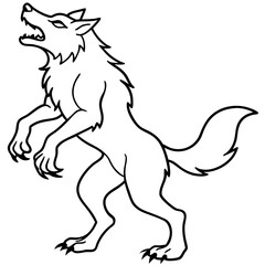 Obraz premium Vector Art Howling Werewolf on Hind Legs with Sharp Claws