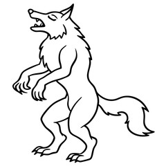 Vector Art Howling Werewolf on Hind Legs with Sharp Claws