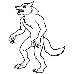 Vector Art Howling Werewolf on Hind Legs with Sharp Claws