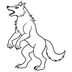 Vector Art Howling Werewolf on Hind Legs with Sharp Claws