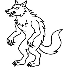 Vector Art Howling Werewolf on Hind Legs with Sharp Claws