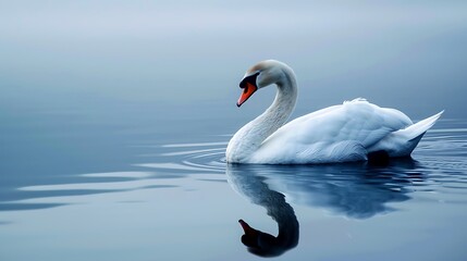 Obraz premium Elegant swan swim at the water